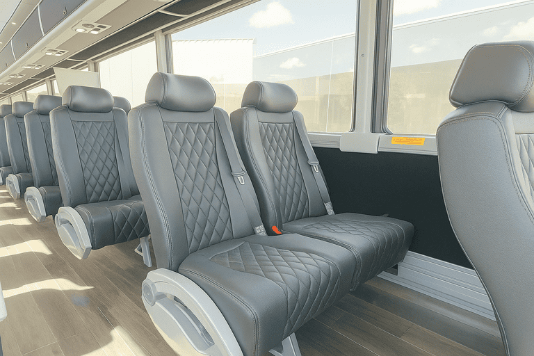 interior of Sugar Land Minibus Company charter bus